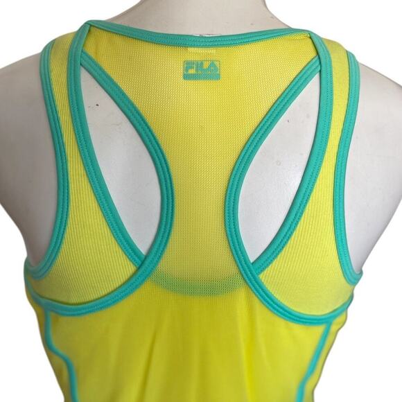 Fila Yellow Women’s Tennis Tank with Green/Teal Trim Size M - Picture 5 of 8